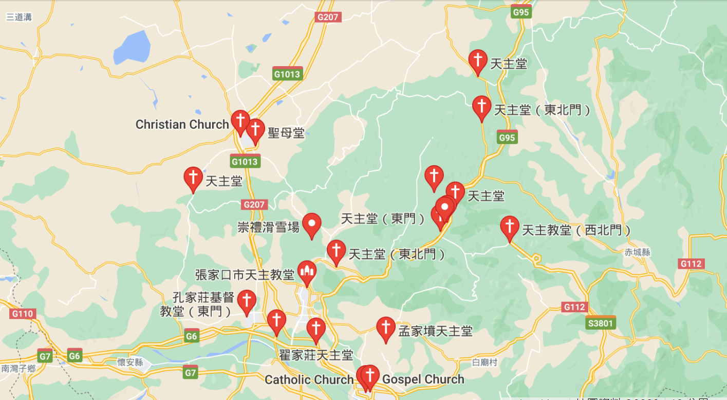 冬奧場地崇禮附近教堂。（圖／Google Map）